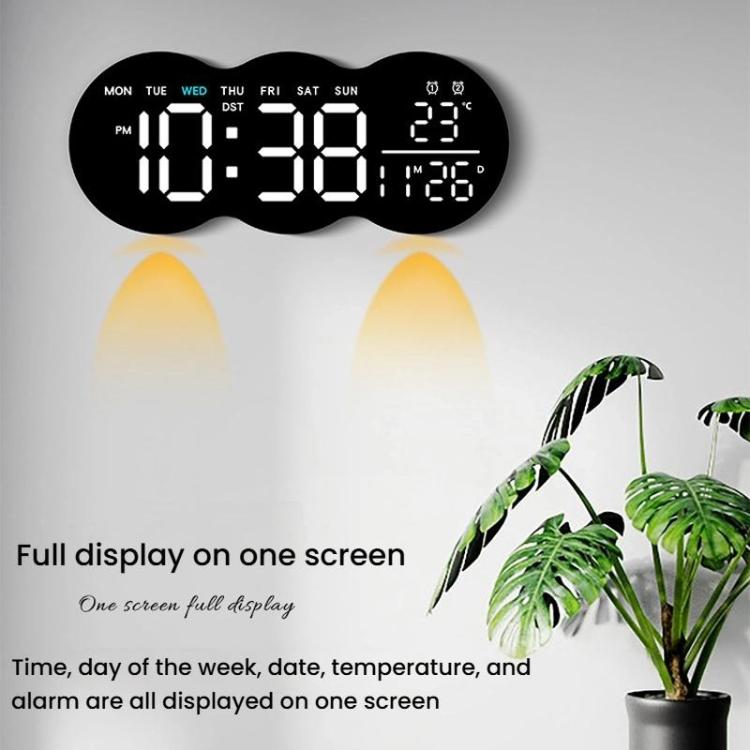 Living Room Digital Wall Clock LED Electronic Clock With Light Multi-Function Remote Control Alarm Clock(Tri-color Light) by bashfashion
