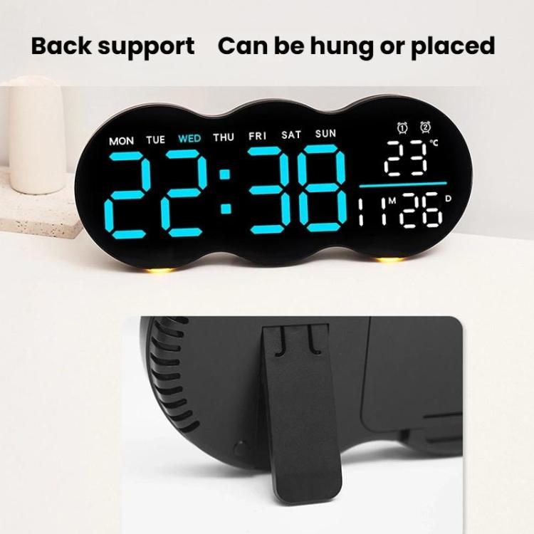 Living Room Digital Wall Clock LED Electronic Clock With Light Multi-Function Remote Control Alarm Clock(Tri-color Light) by bashfashion
