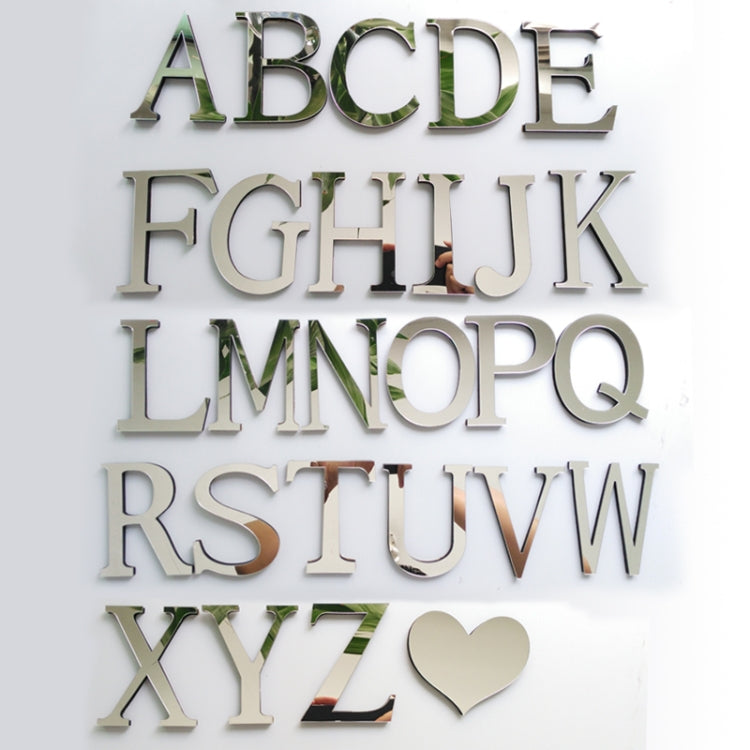 2 PCS Home Decoration Creative Personality English Letters Acrylic Mirror 3D DIY Wall Stickers(E) by bashfashion