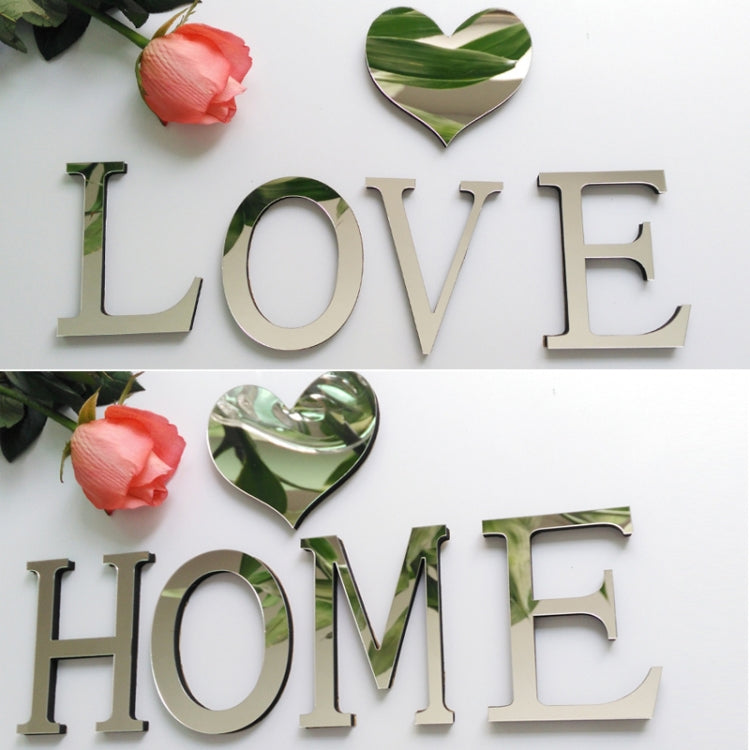 2 PCS Home Decoration Creative Personality English Letters Acrylic Mirror 3D DIY Wall Stickers(E) by bashfashion