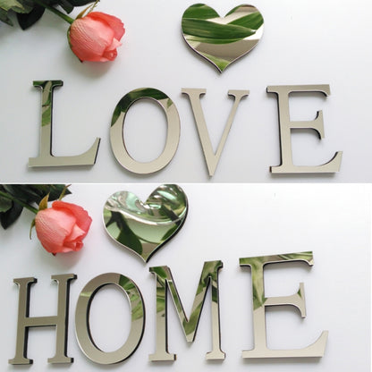 2 PCS Home Decoration Creative Personality English Letters Acrylic Mirror 3D DIY Wall Stickers(E) by bashfashion