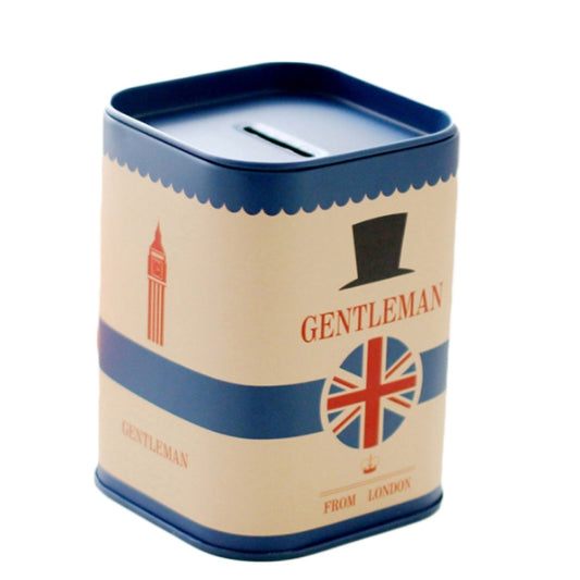 Personalise Square Piggy Bank Logbook Series Tin Plate Box Money Saving Pot Coin Box(Flag Blue) by bashfashion