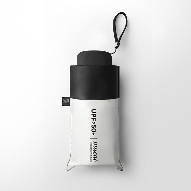 Mini Portable Umbrella Rain Women Windproof Durable 5 Folding Sun Umbrellas(White) by bashfashion