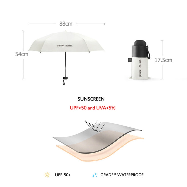 Mini Portable Umbrella Rain Women Windproof Durable 5 Folding Sun Umbrellas(White) by bashfashion