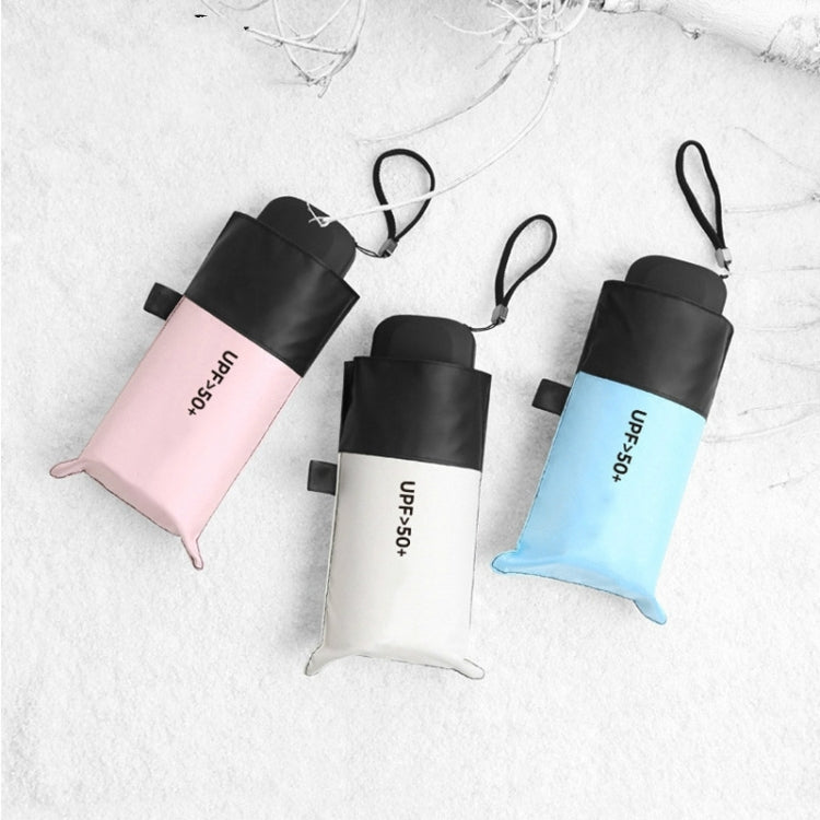 Mini Portable Umbrella Rain Women Windproof Durable 5 Folding Sun Umbrellas(White) by bashfashion