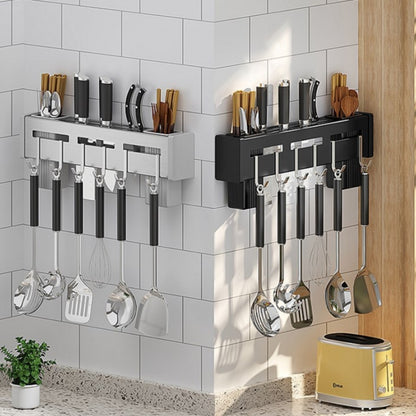 Kitchen Wall-mounted Rack Free Punching Chopsticks Holder, Color:Brushed 40cm by bashfashion