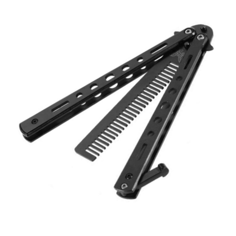 Salon Stainless Steel Practice Comb Practice Knife (Uncut) Butterfly Comb(Black) by bashfashion