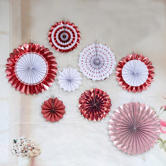 2 Sets Bronzing Paper Fan Flower Set Birthday Holiday Wedding Party Decoration, Color:Rose Gold 8pcs by bashfashion