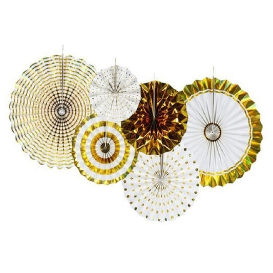 2 Sets Bronzing Paper Fan Flower Set Birthday Holiday Wedding Party Decoration, Color:Bronzing 6pcs by bashfashion