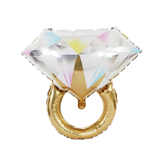 Wedding Marriage Room Decoration Balloon Diamond Ring Foil Balloon, Specification:Large Gold Diamond by bashfashion