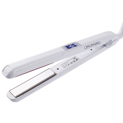 RUCHA Ultrasonic Infrared Hair Care Iron Straightener with Adjustable Upgraded LCD Display(White) by bashfashion