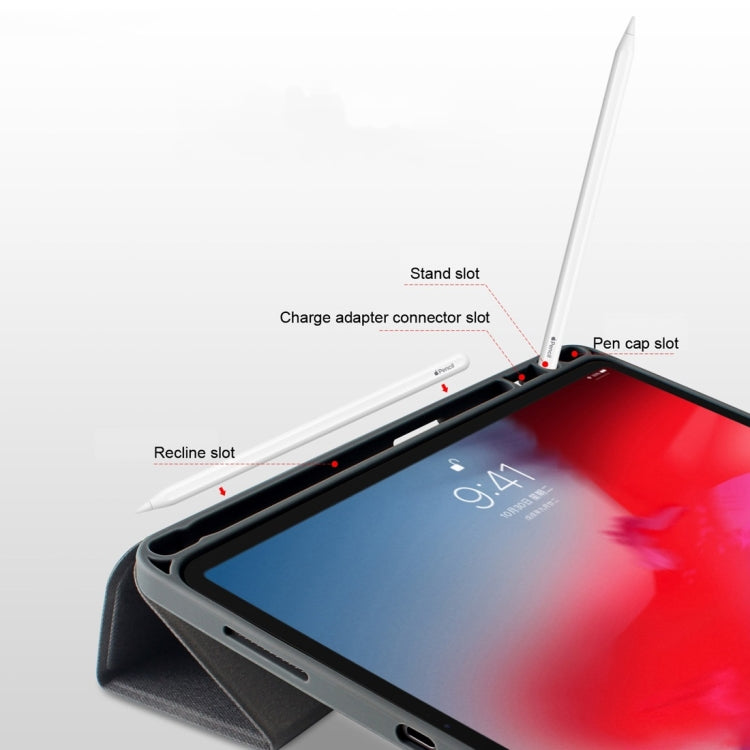 Mutural Exquisite Series Cloth Texture PU+TPU Leather Case for iPad Pro 12.9 inch (2018), with 3-Fold Holder & Pen Slot & Sleep & Wake-up Function by Mutural