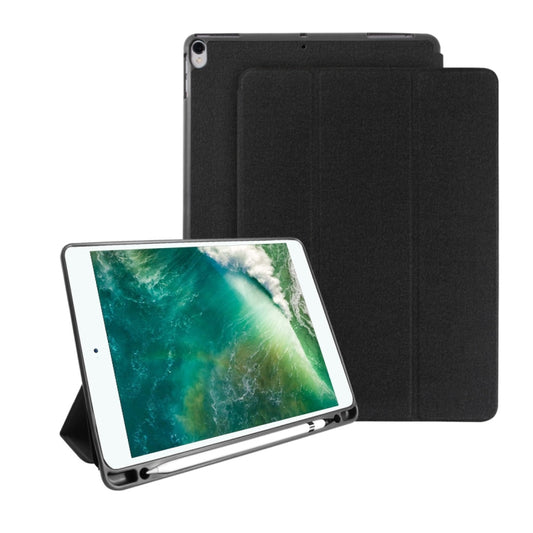 Mutural Exquisite Series Cloth Texture PU+TPU Leather Case for iPad Pro 10.5 inch, with 3-Fold Holder & Pen Slot & Sleep & Wake-up Function(Black) by Mutural