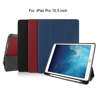 Mutural Exquisite Series Cloth Texture PU+TPU Leather Case for iPad Pro 10.5 inch, with 3-Fold Holder & Pen Slot & Sleep & Wake-up Function(Black) by Mutural