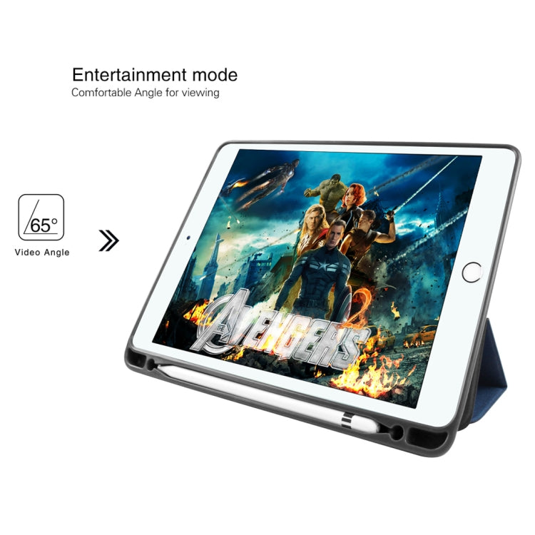 Mutural Exquisite Series Cloth Texture PU+TPU Leather Case for iPad Pro 10.5 inch, with 3-Fold Holder & Pen Slot & Sleep & Wake-up Function(Blue) by Mutural