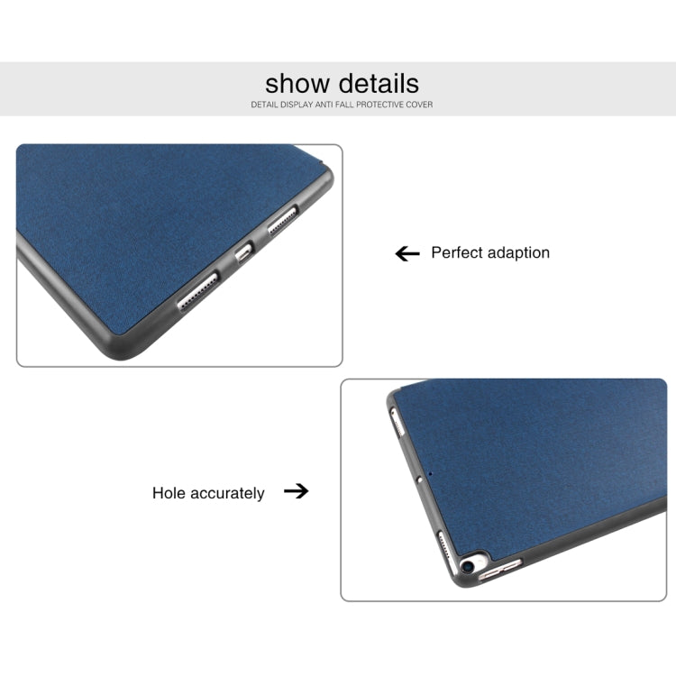 Mutural Exquisite Series Cloth Texture PU+TPU Leather Case for iPad Pro 10.5 inch, with 3-Fold Holder & Pen Slot & Sleep & Wake-up Function(Blue) by Mutural